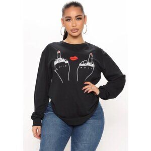 Fashion Nova ✦ I’m Too Pretty For Your Bullsh*t Long Sleeve ✦ Black Tunic S